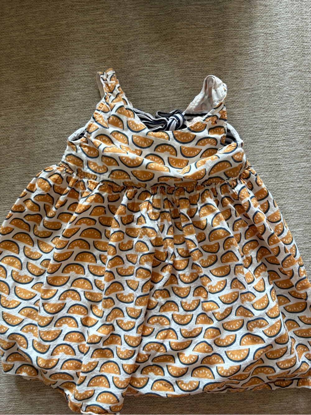 Pink Chicken White and Mustard Yellow Citrus Print Girls Sundress